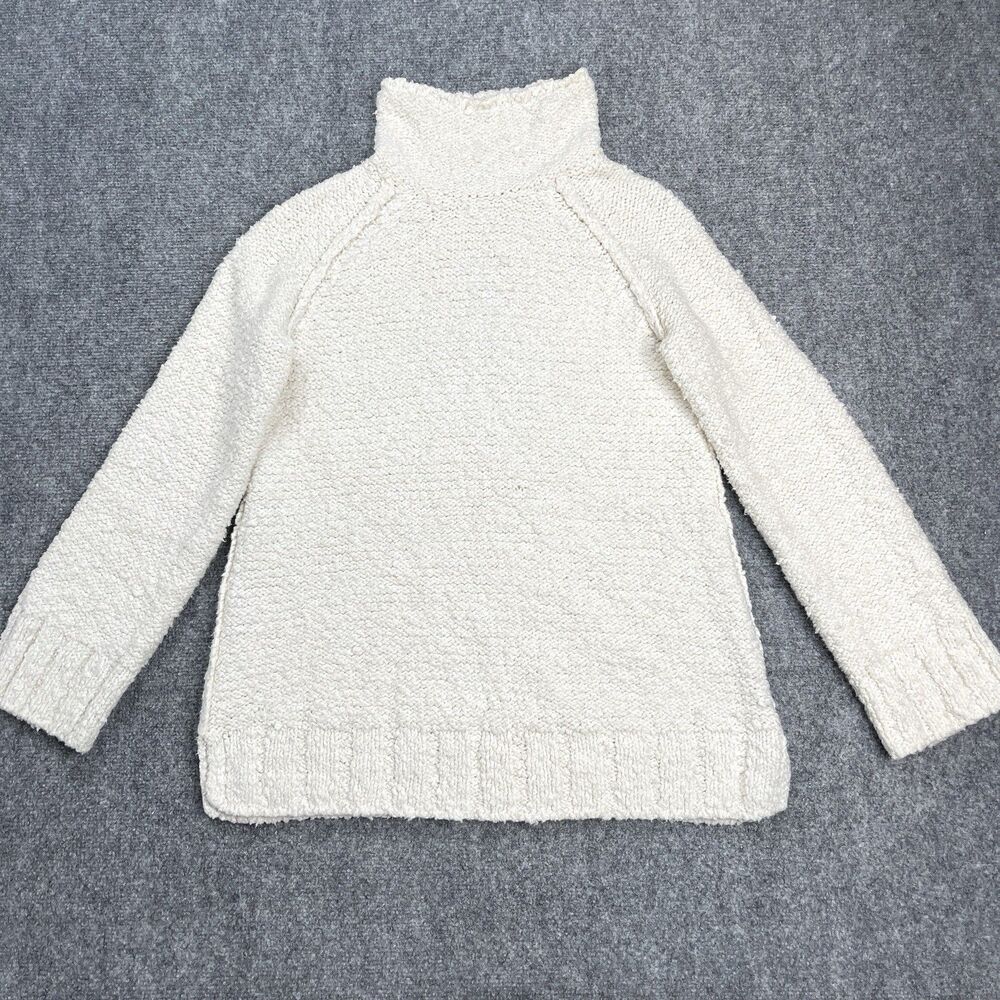 Anthropologie Moth Juliette Sweater Womens Size Small Ivory Textured Roll Neck
